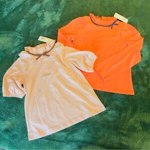 Kids Ruffled Collar Shirts - Orange and Cream girls 7